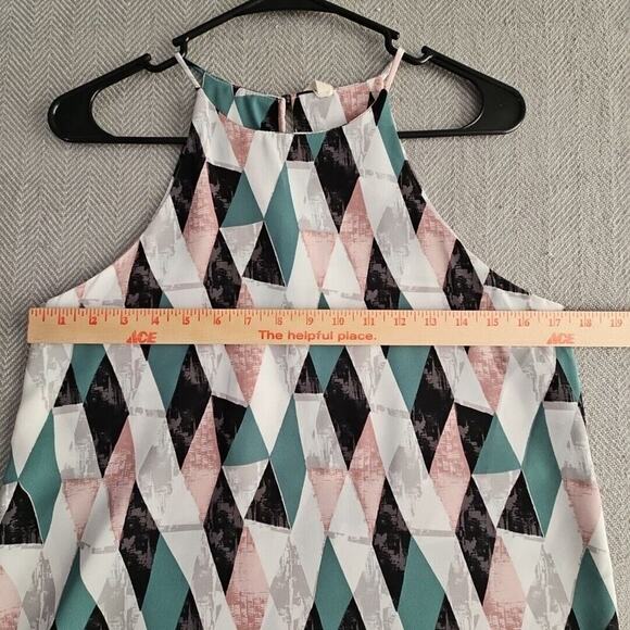 Tyche Halter Dress Women's Size Small Boho Mini Sleeveless Green Blue Harlequin - Picture 7 of 13